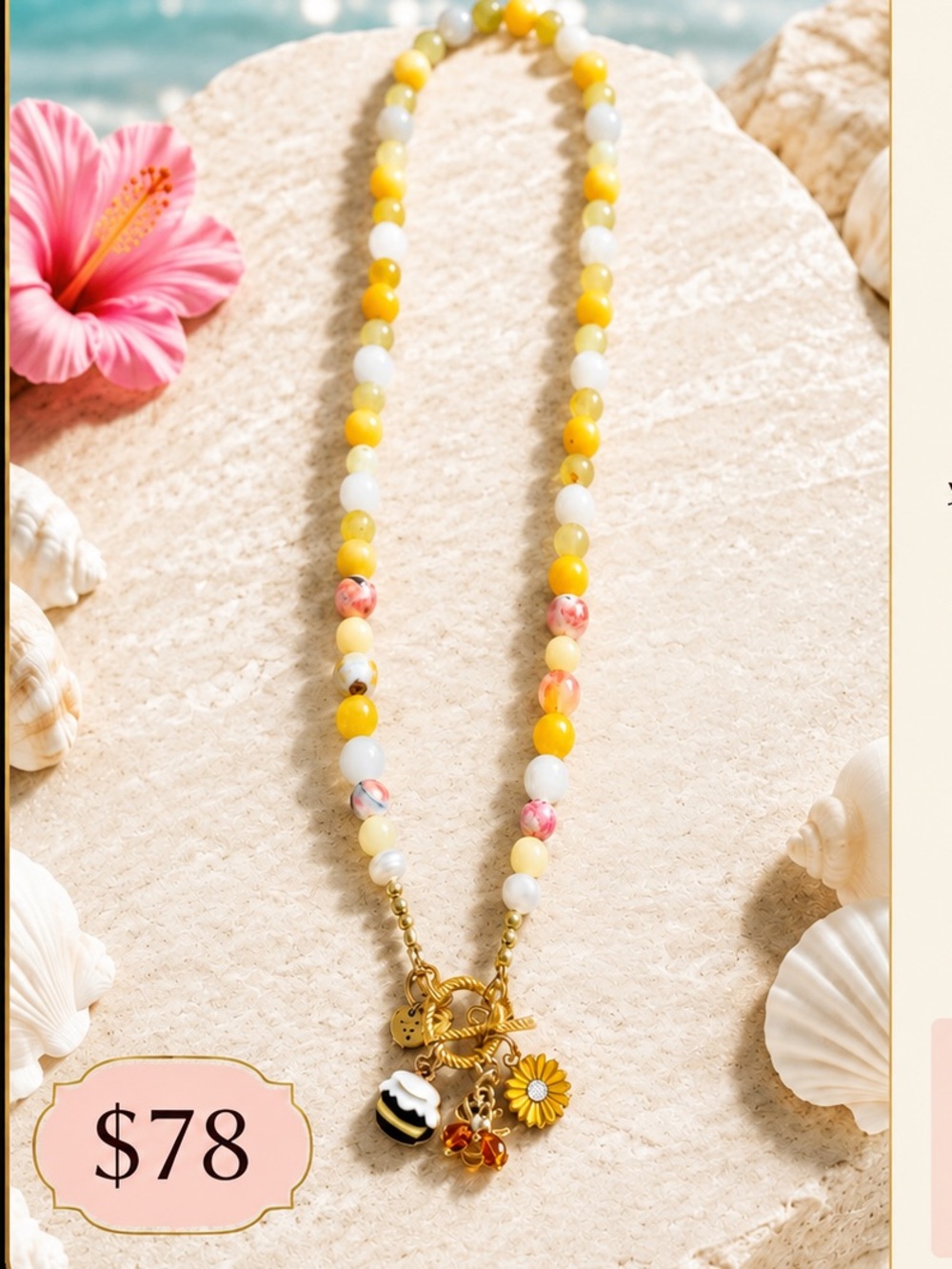 Amore Gems Sunshine Pearl Yellow & White Jade Necklace by Jane